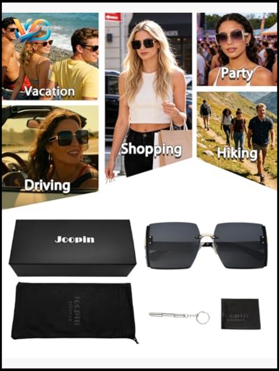 Oversized Square Rimless Sunglasses UV400 Protection Retro Chic Square main image 4